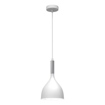 Lustr na lanku NOAK 1xE27/15W/230V bílá/lesklý chrom