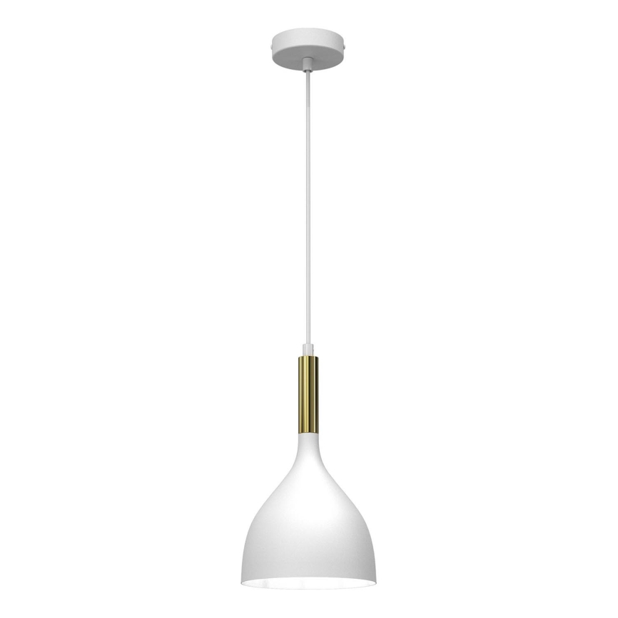 Lustr na lanku NOAK 1xE27/15W/230V bílá/zlatá