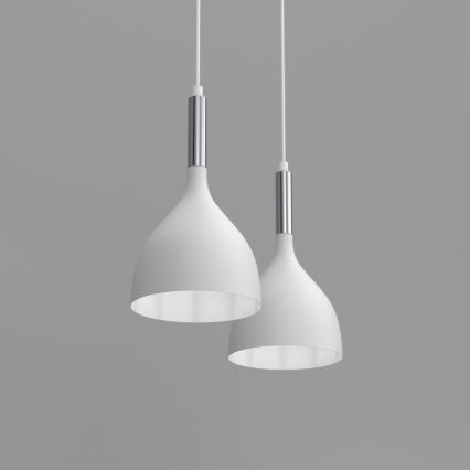 Lustr na lanku NOAK 2xE27/15W/230V bílá/lesklý chrom