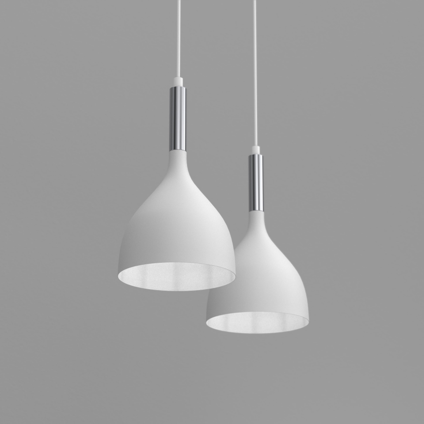 Lustr na lanku NOAK 2xE27/15W/230V bílá/lesklý chrom