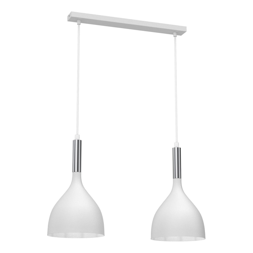 Lustr na lanku NOAK 2xE27/15W/230V bílá/lesklý chrom