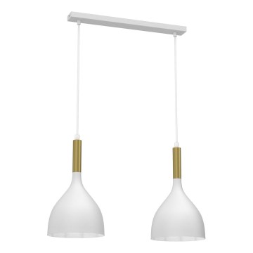 Lustr na lanku NOAK 2xE27/15W/230V bílá/zlatá