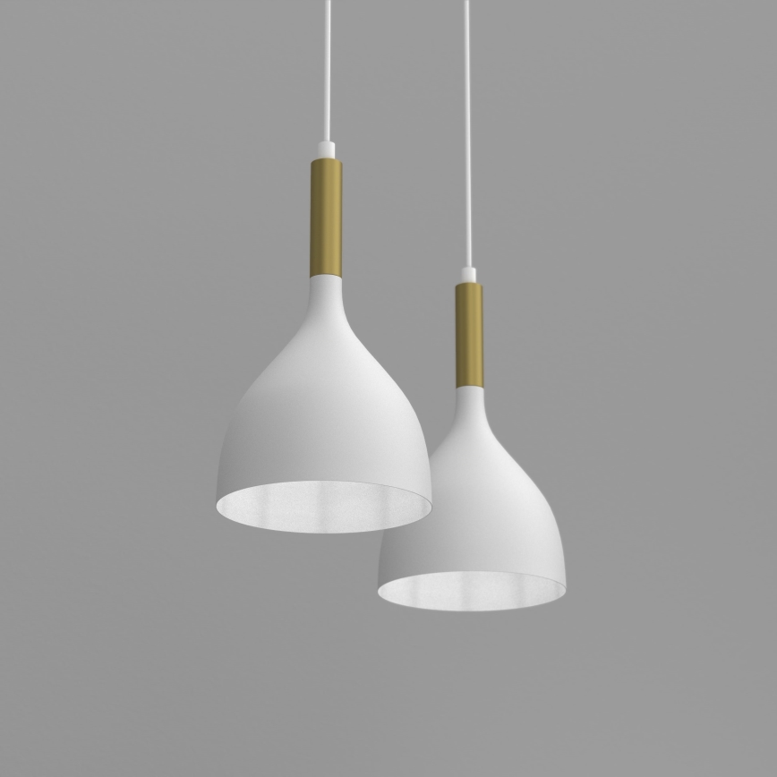 Lustr na lanku NOAK 2xE27/15W/230V bílá/zlatá
