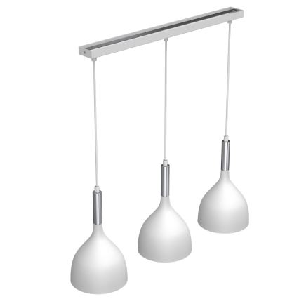Lustr na lanku NOAK 3xE27/15W/230V bílá/lesklý chrom