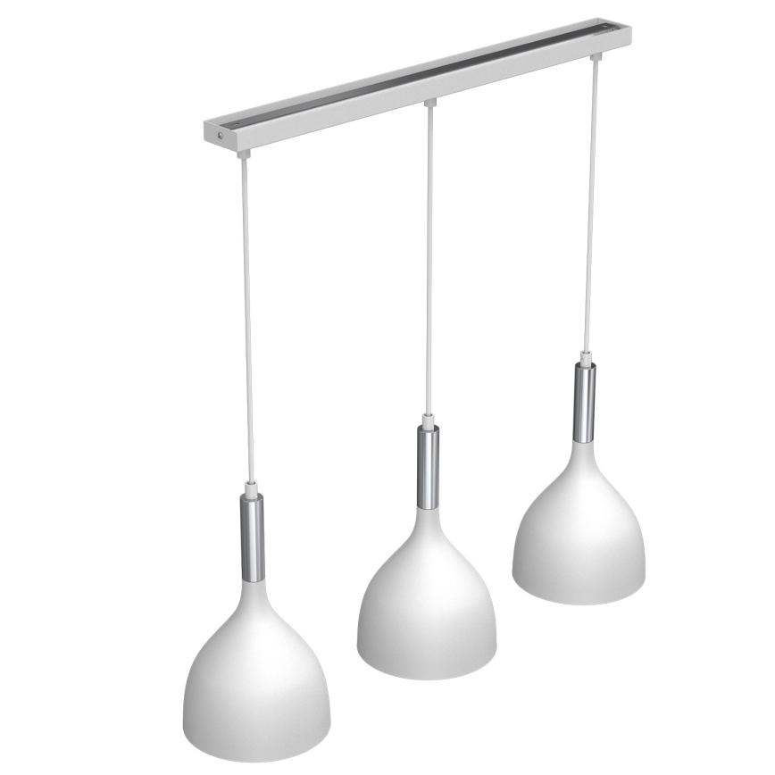 Lustr na lanku NOAK 3xE27/15W/230V bílá/lesklý chrom