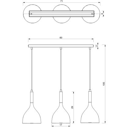 Lustr na lanku NOAK 3xE27/15W/230V bílá/lesklý chrom