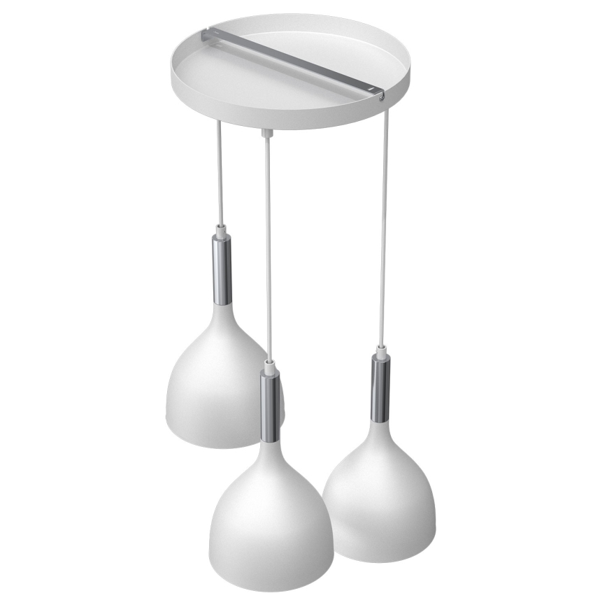 Lustr na lanku NOAK 3xE27/15W/230V bílá/lesklý chrom