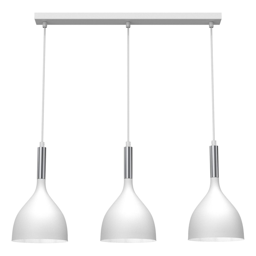 Lustr na lanku NOAK 3xE27/15W/230V bílá/lesklý chrom