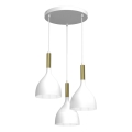 Lustr na lanku NOAK 3xE27/15W/230V bílá/zlatá