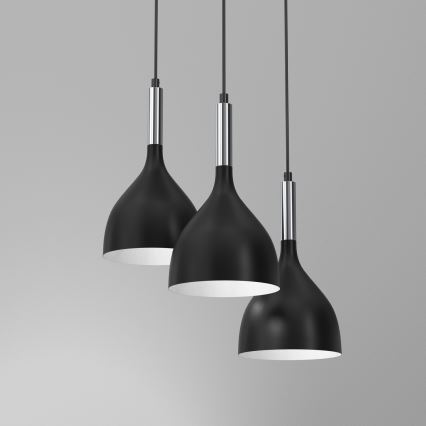Lustr na lanku NOAK 3xE27/15W/230V černá/lesklý chrom