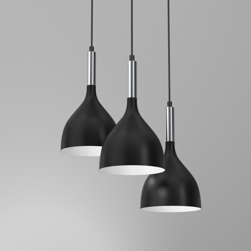 Lustr na lanku NOAK 3xE27/15W/230V černá/lesklý chrom