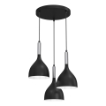 Lustr na lanku NOAK 3xE27/15W/230V černá/lesklý chrom
