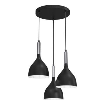 Lustr na lanku NOAK 3xE27/15W/230V černá/lesklý chrom
