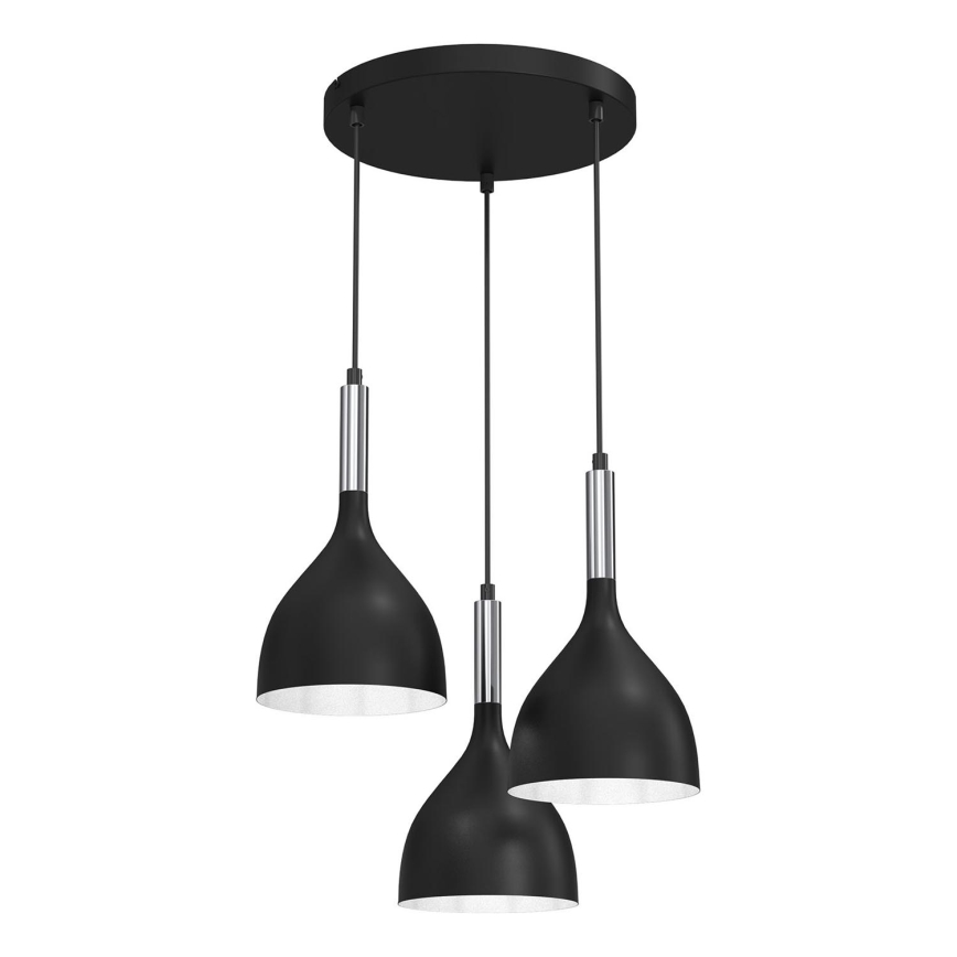 Lustr na lanku NOAK 3xE27/15W/230V černá/lesklý chrom