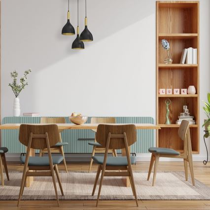 Lustr na lanku NOAK 3xE27/15W/230V černá/zlatá