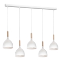 Lustr na lanku NOAK 5xE27/15W/230V bílá/buk