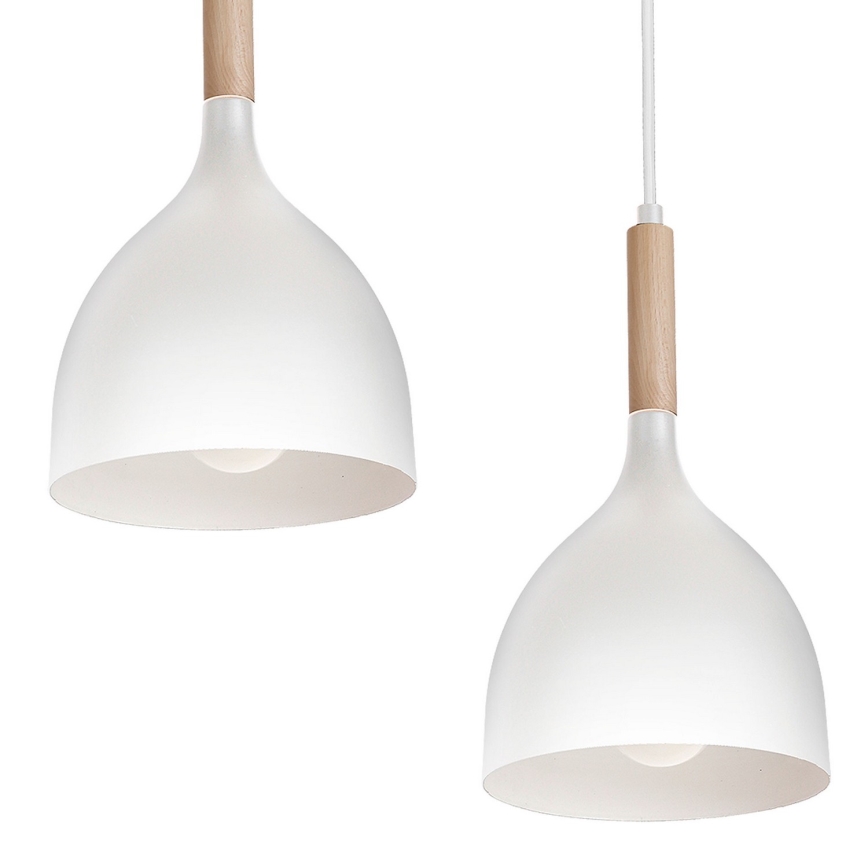 Lustr na lanku NOAK 5xE27/15W/230V bílá/buk