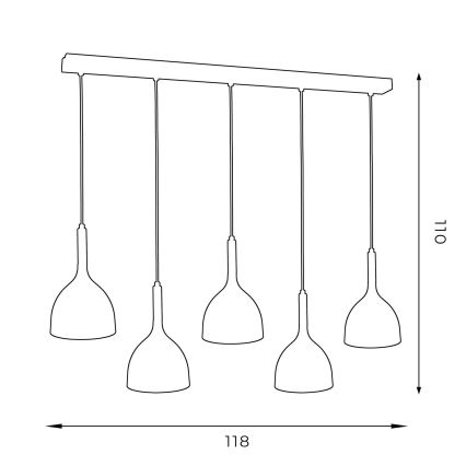 Lustr na lanku NOAK 5xE27/15W/230V bílá/buk
