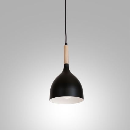 Lustr na lanku NOAK WOOD 1xE27/15W/230V černá/buk