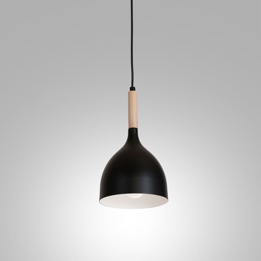 Lustr na lanku NOAK WOOD 1xE27/15W/230V černá/buk