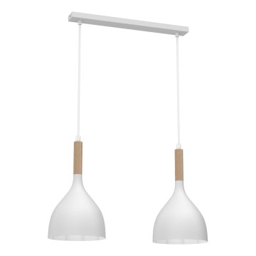 Lustr na lanku NOAK WOOD 2xE27/15W/230V bílá/buk