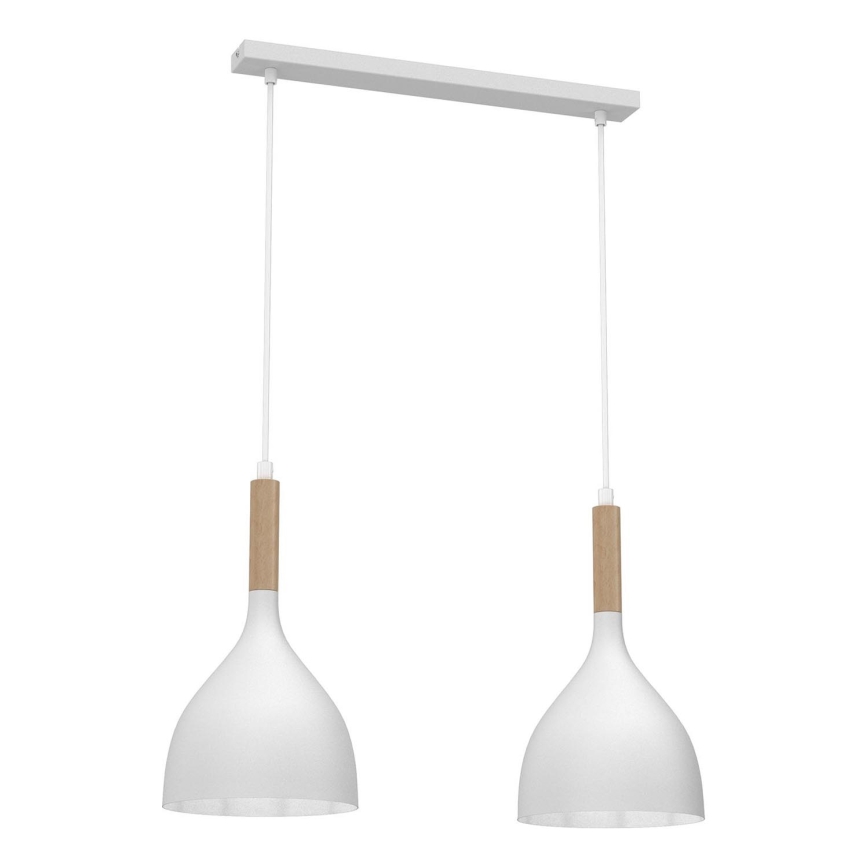 Lustr na lanku NOAK WOOD 2xE27/15W/230V bílá/buk