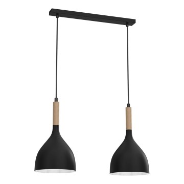 Lustr na lanku NOAK WOOD 2xE27/15W/230V černá/buk