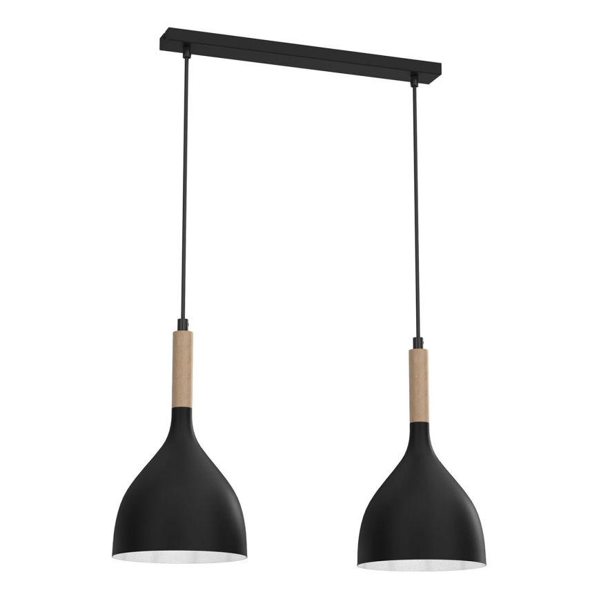 Lustr na lanku NOAK WOOD 2xE27/15W/230V černá/buk