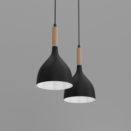 Lustr na lanku NOAK WOOD 2xE27/15W/230V černá/buk