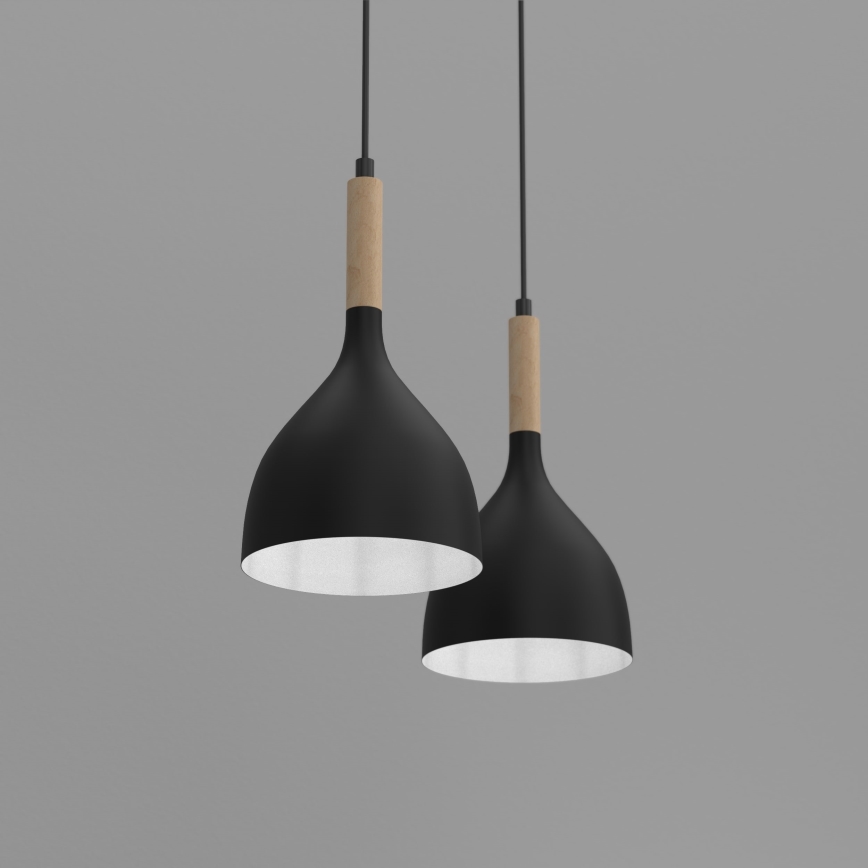 Lustr na lanku NOAK WOOD 2xE27/15W/230V černá/buk