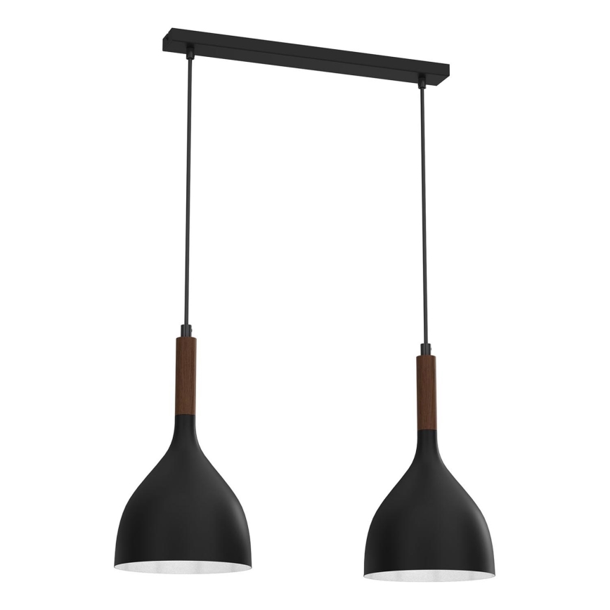 Lustr na lanku NOAK WOOD 2xE27/15W/230V černá/buk