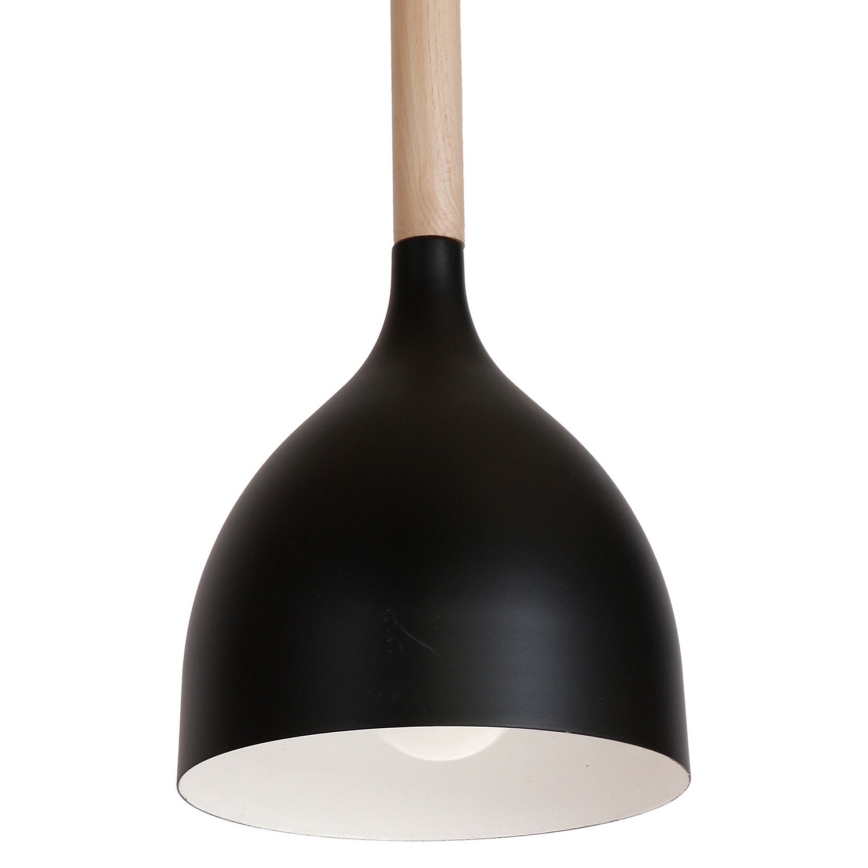 Lustr na lanku NOAK WOOD 3xE27/15W/230V černá/buk