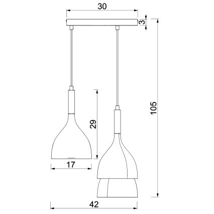 Lustr na lanku NOAK WOOD 3xE27/15W/230V černá/buk