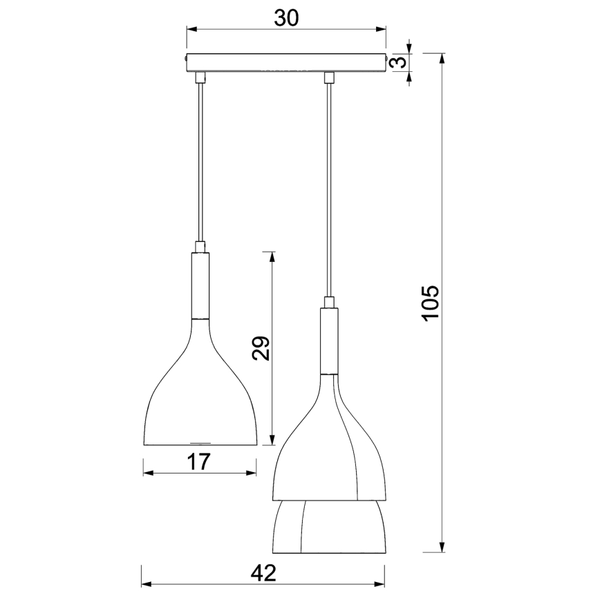 Lustr na lanku NOAK WOOD 3xE27/15W/230V černá/buk