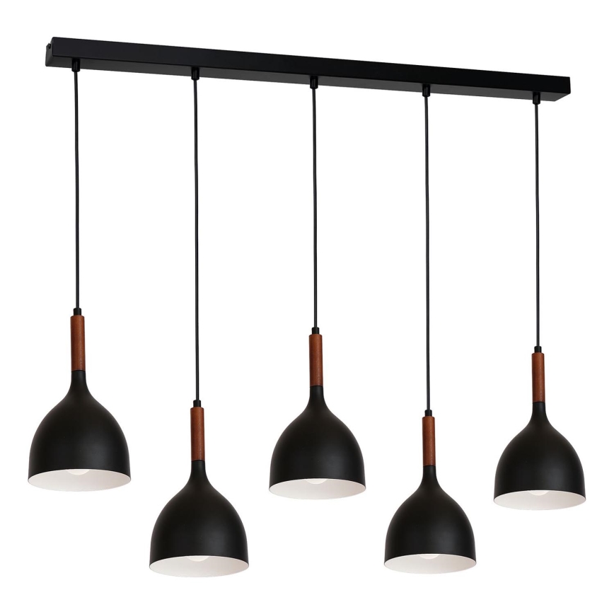 Lustr na lanku NOAK WOOD 5xE27/15W/230V černá/buk