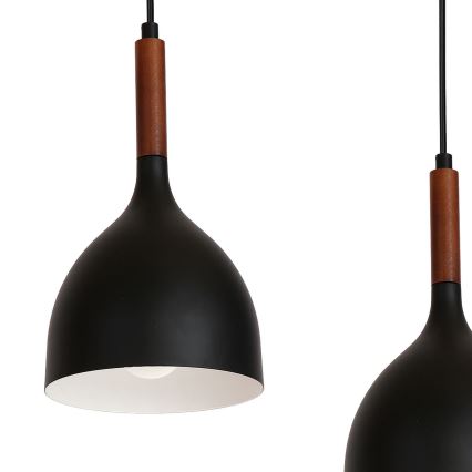 Lustr na lanku NOAK WOOD 5xE27/15W/230V černá/buk