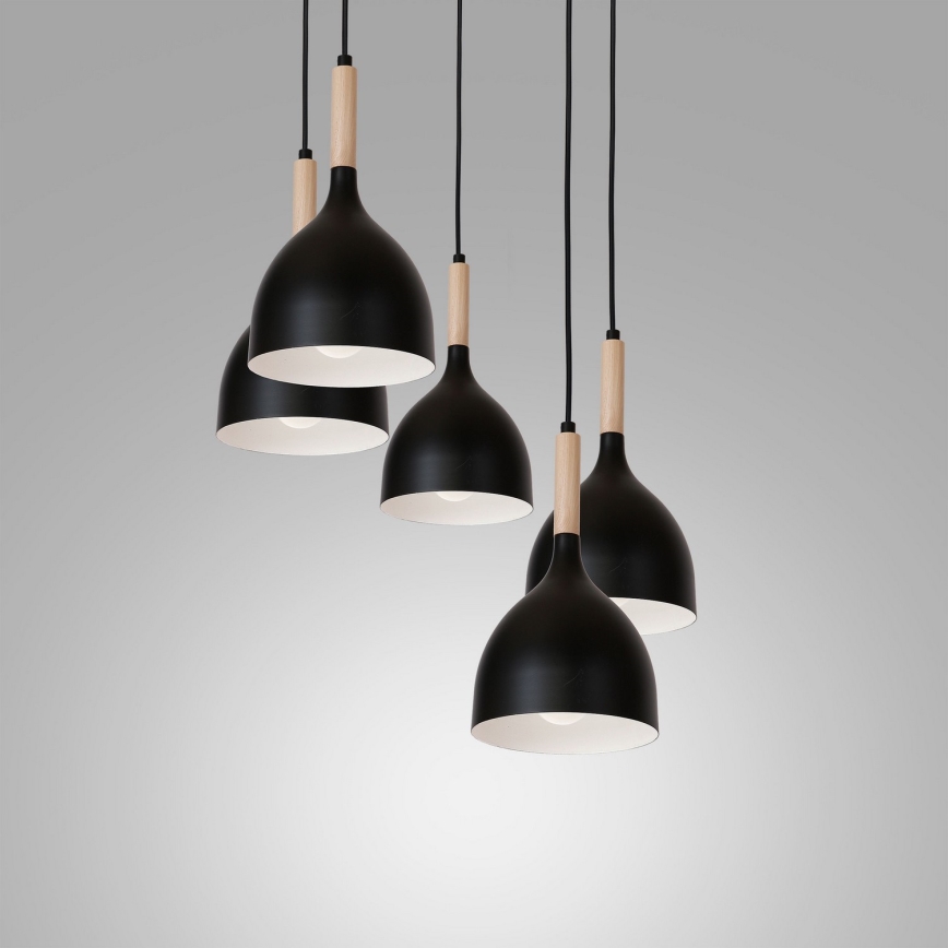 Lustr na lanku NOAK WOOD 5xE27/60W/230V buk