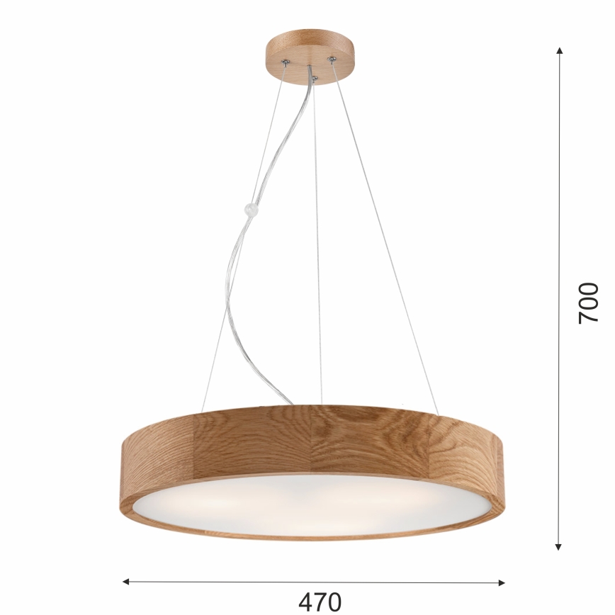 Lustr na lanku OAK 3xE27/60W/230V dub ø 47,5 cm
