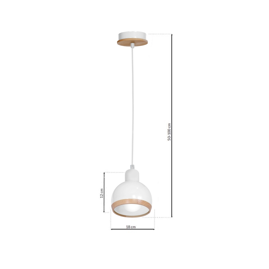 Lustr na lanku OVAL 1xE27/60W/230V bílá
