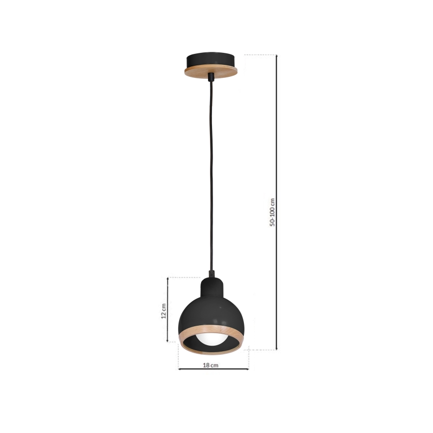Lustr na lanku OVAL 1xE27/60W/230V černá
