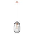Lustr na lanku OVELLA 1xE27/15W/230V pr. 25 cm černá/borovice