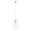 Lustr na lanku OVELLA 1xE27/15W/230V pr. 25 cm krémová/borovice
