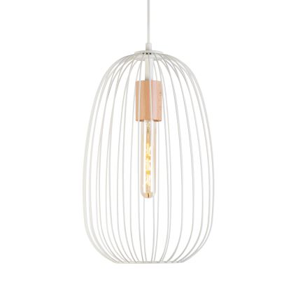 Lustr na lanku OVELLA 1xE27/15W/230V pr. 25 cm krémová/borovice