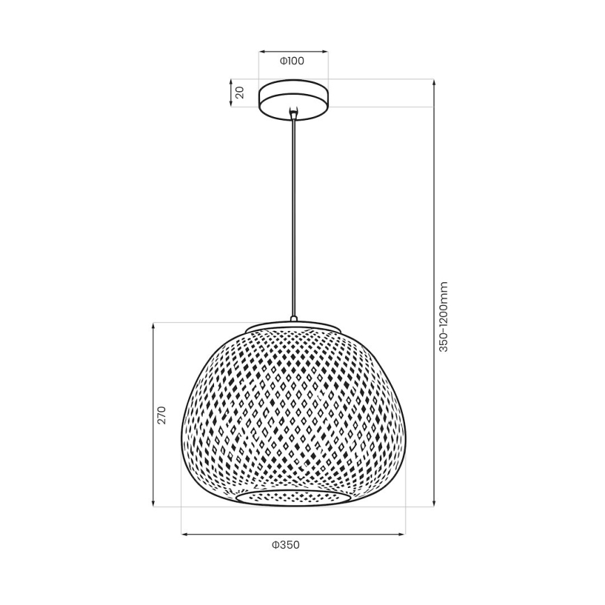 Lustr na lanku PETRA 1xE27/15W/230V bambus