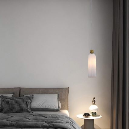 Lustr na lanku PIEGA 1xE14/40W/230V mosaz/bílá