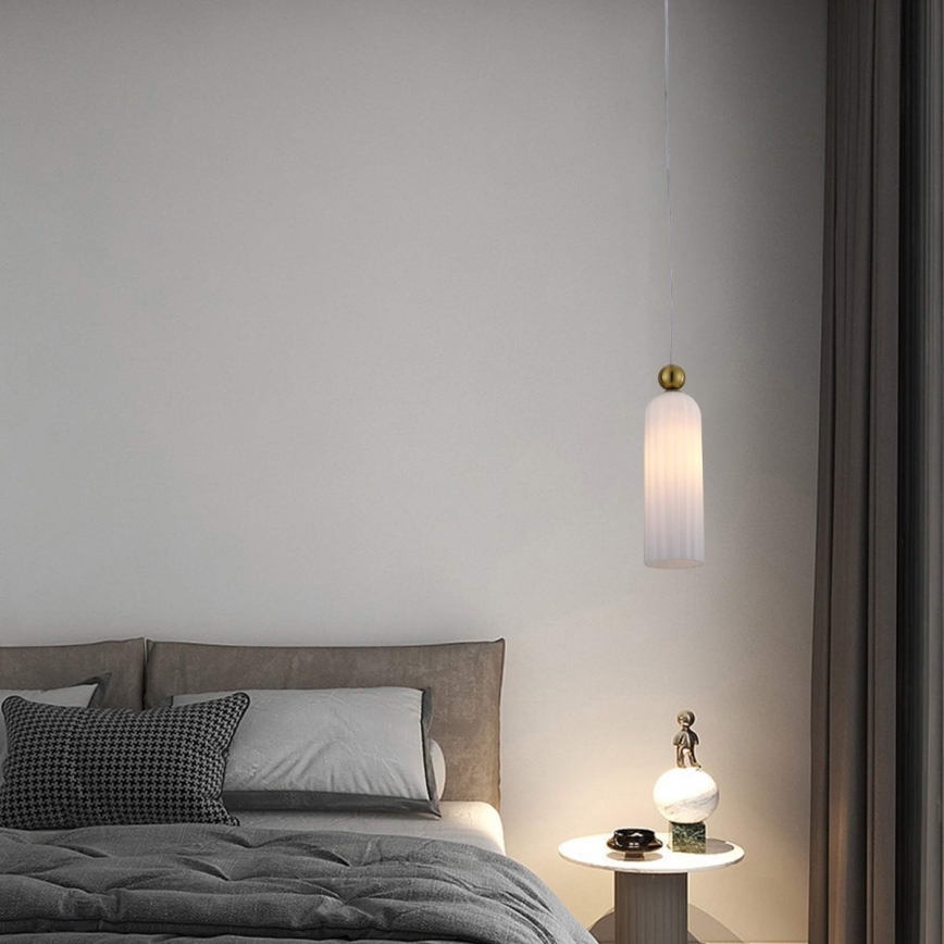 Lustr na lanku PIEGA 1xE14/40W/230V mosaz/bílá