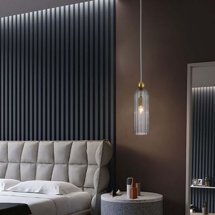 Lustr na lanku PIEGA 1xE14/40W/230V mosaz/kouřová černá