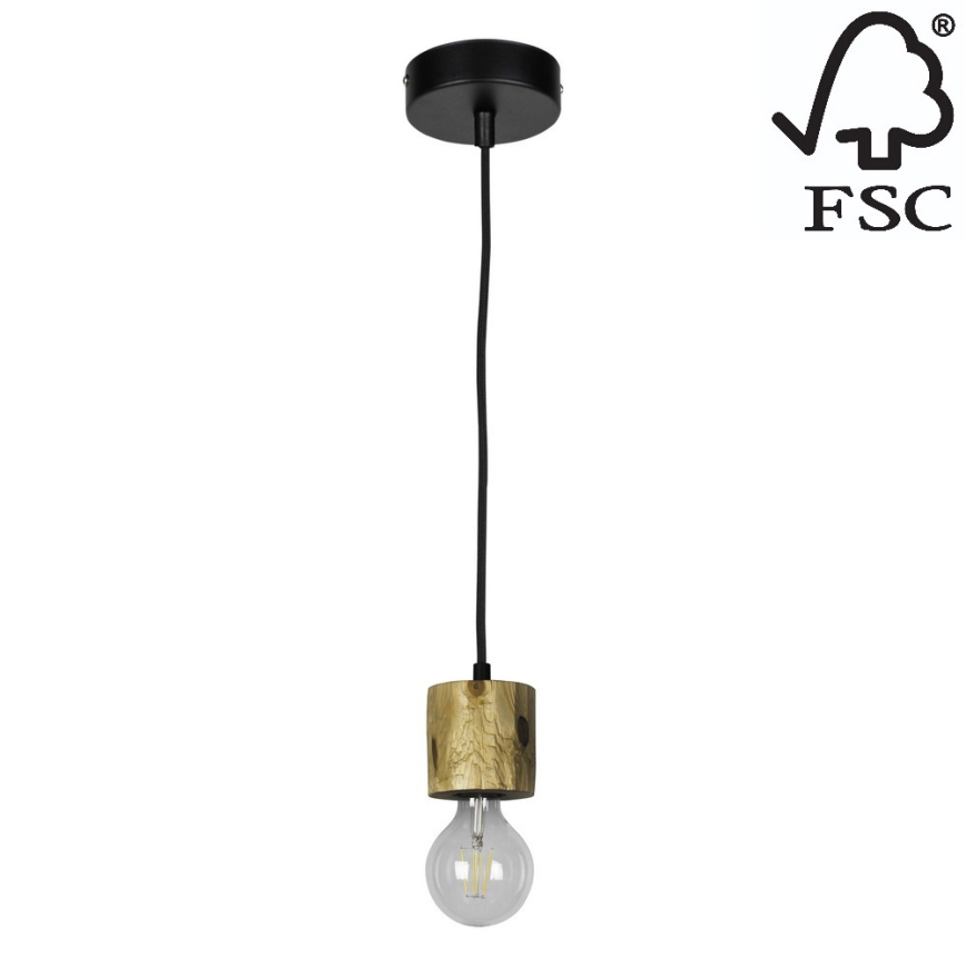 Lustr na lanku PINO 1xE27/60W/230V borovice – FSC certifikováno