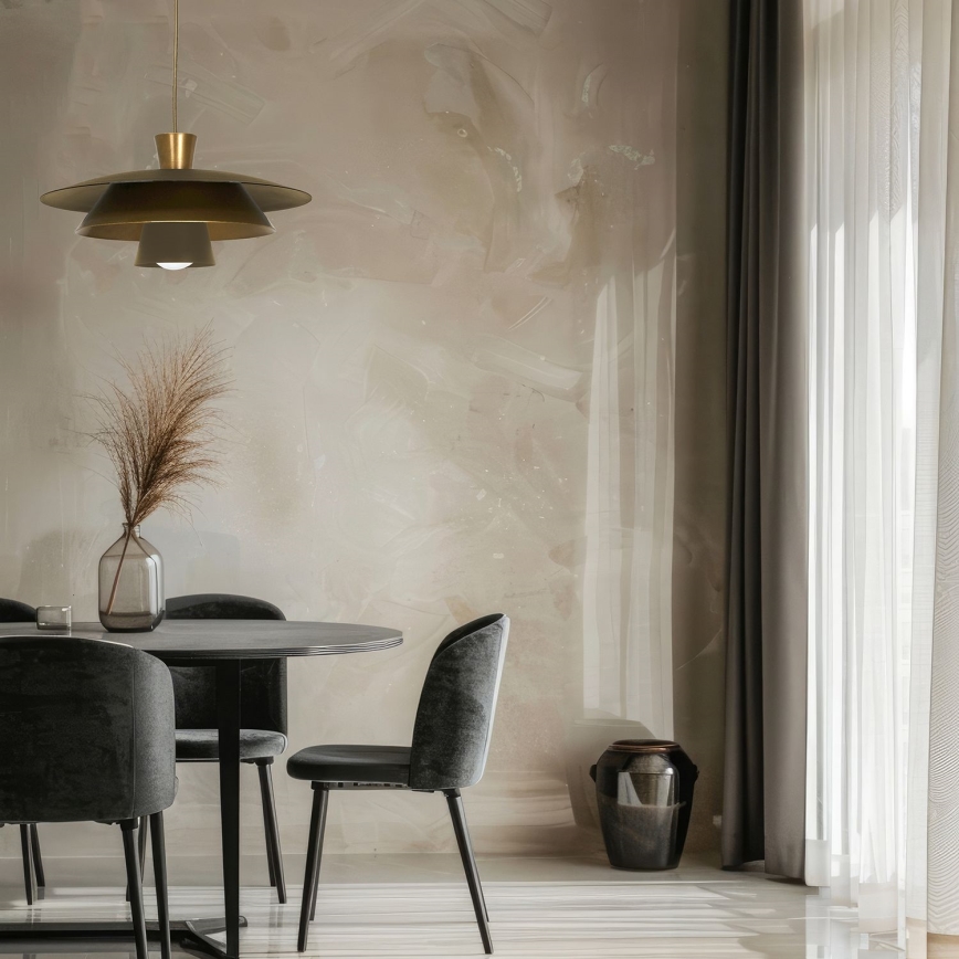 Lustr na lanku PLATO 1xE27/15W/230V mosaz/zlatá