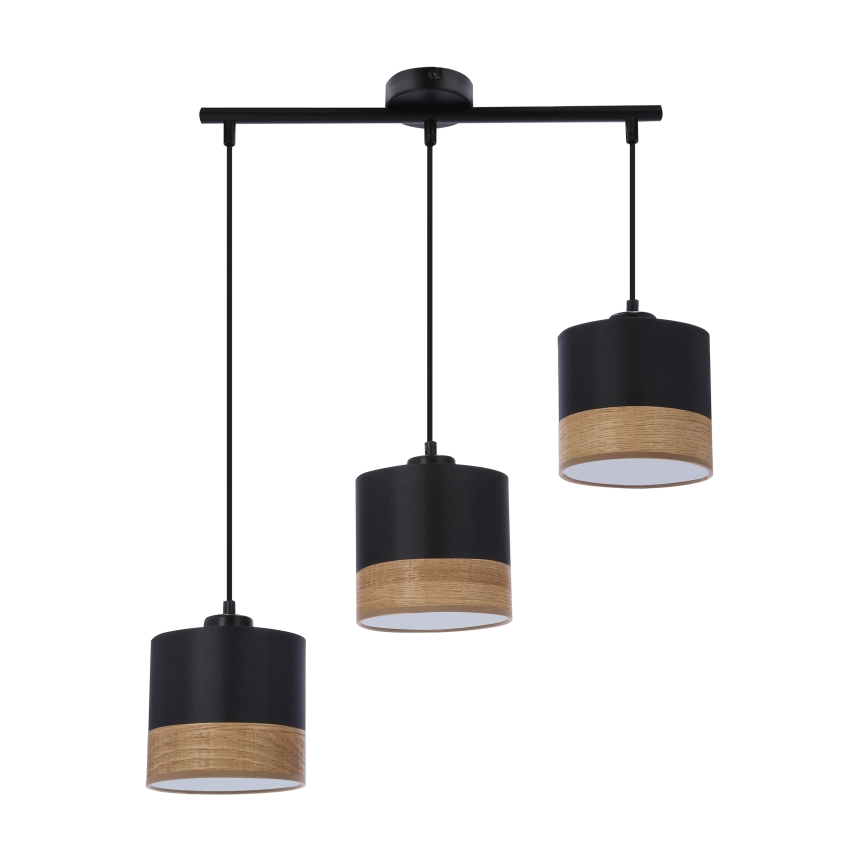 Lustr na lanku PORTO 3xE27/60W/230V černá/hnědá